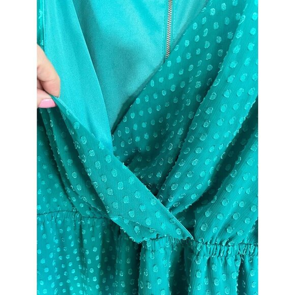 Lane Bryant Clip Dot Dress 22 Green Tank Midi Feminine Retro Pinup Skater 80s - Picture 6 of 12